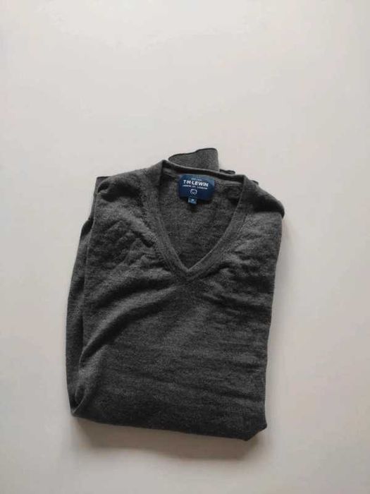 Szary sweter wełniany męski 100% merino M