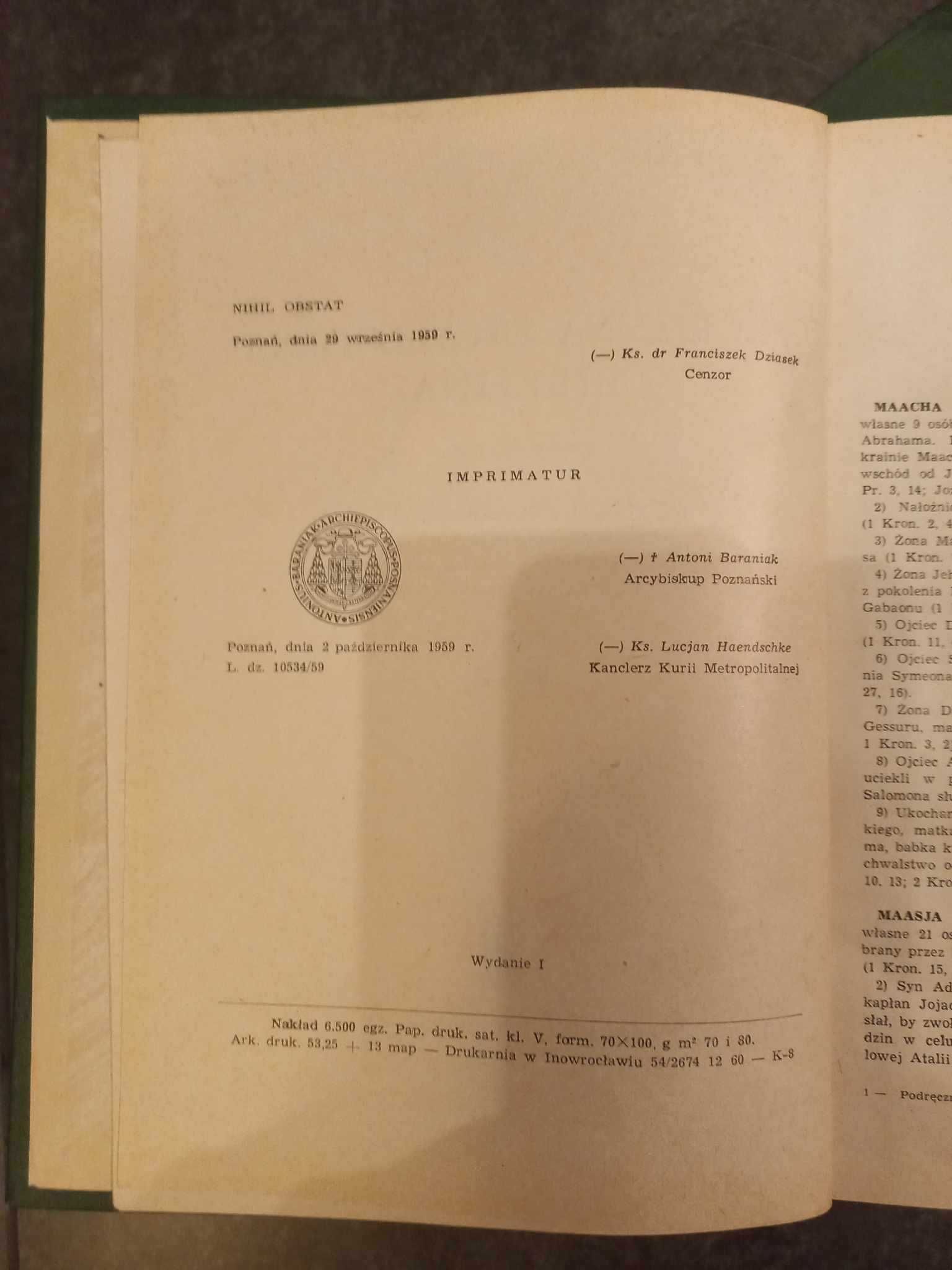 Podręczna encyklopedia Biblijna - praca zbiorowa, rok wydania 1959.