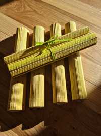 4 zielone żółte bambusowe podkladki + 2 gratis