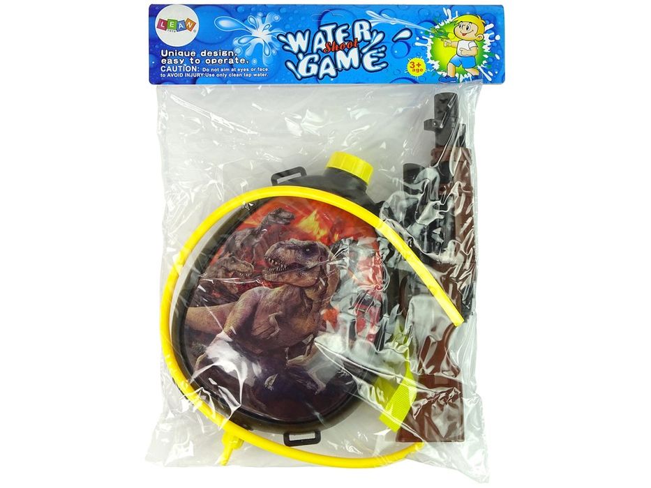 Pistolet Na Wodę Brązowy Magazynek w Plecaku Szelki Dinozaury Czerwony