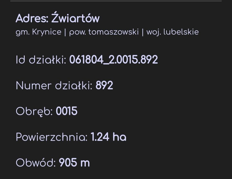 Sprzedam pole 2.5h  Źwiartow
