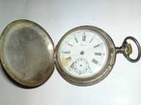 Zegarek kieszonkowy srebrny zamykany otwierany stary antyk