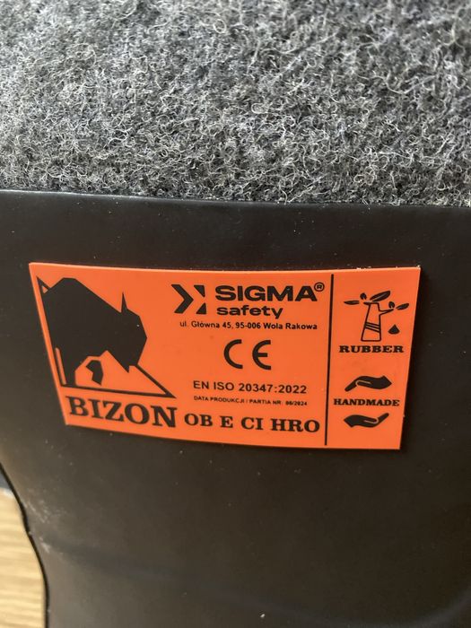 Nowe wodoszczelne gumofilce 43 Bizon  OB E CI HRO firmy Sigma Safety