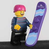 Lego minifigurka snowboardzista snowboard zima