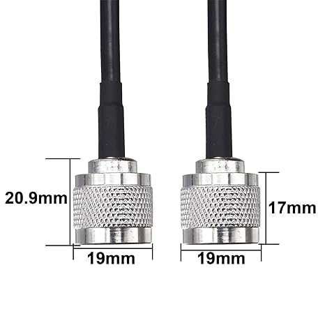 Kabel RG-58 z wtykami UC-1 do anten CB  3,6m + łącznik na 2 gniazda