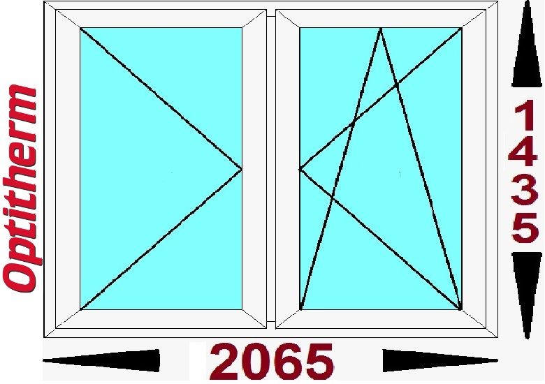 Okna PCV Sonarol Moderntherm 2065 x 1435 O38 typowe wymiary od ręki