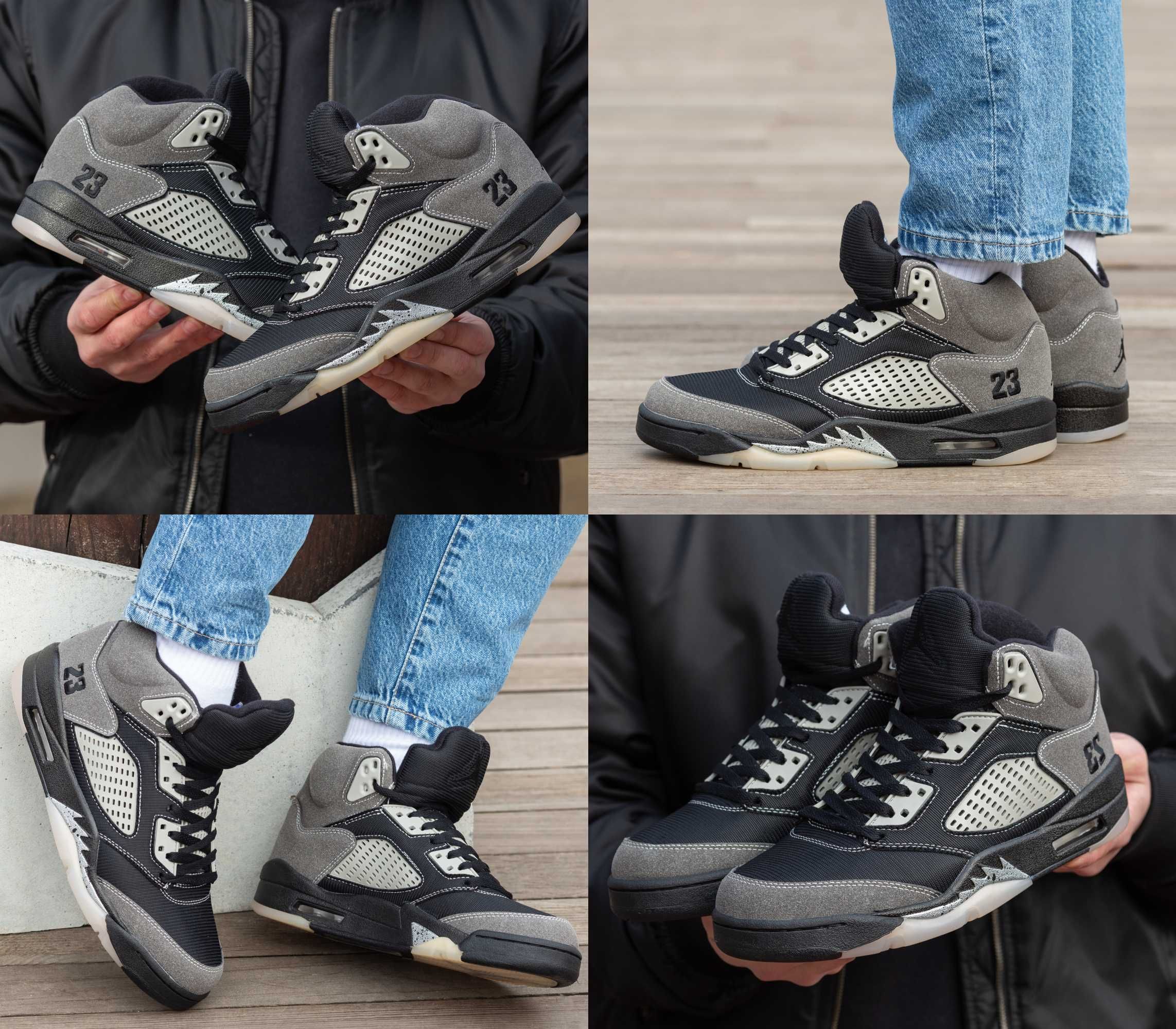 Мужские кроссовки Nike Air Jordan 5 Retro Black Grey 40-45 Новинка!