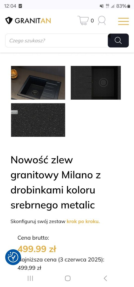Zlew zlewozmywak granitowy granitan milano