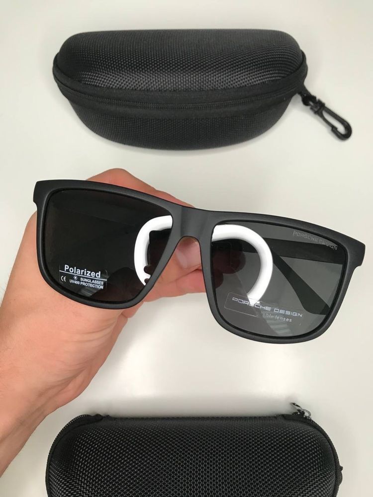 Мужские очки PORSCHE Design черные POLAROID от солнца с поляризацией