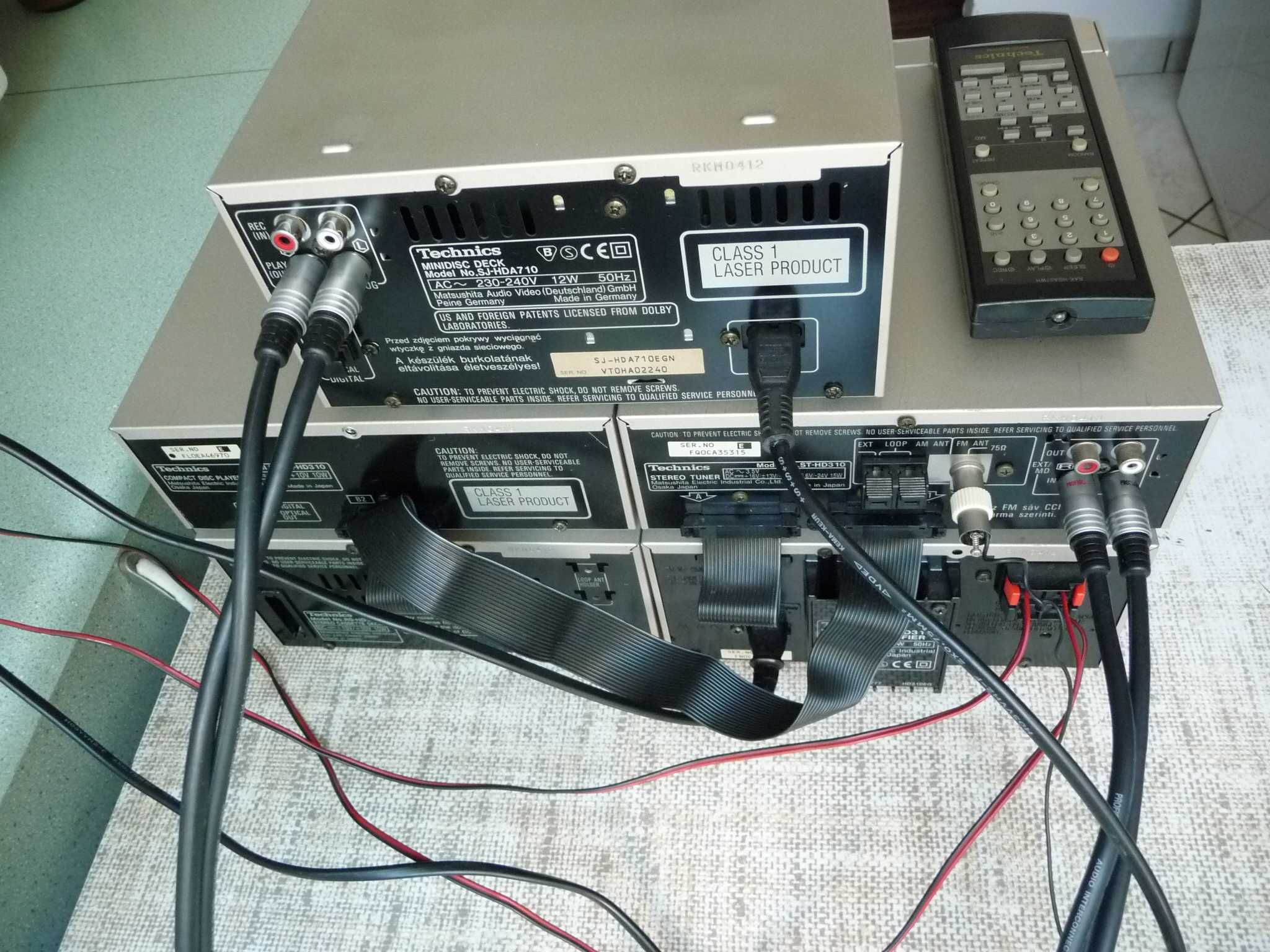 Wieża Technics - minidisc kaseta cd radio wzmacniacz + pilot i kable