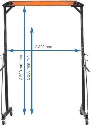 Pórtico móvel capacidade 1 ToN, elevação a 3,60 metros UNICRAFT