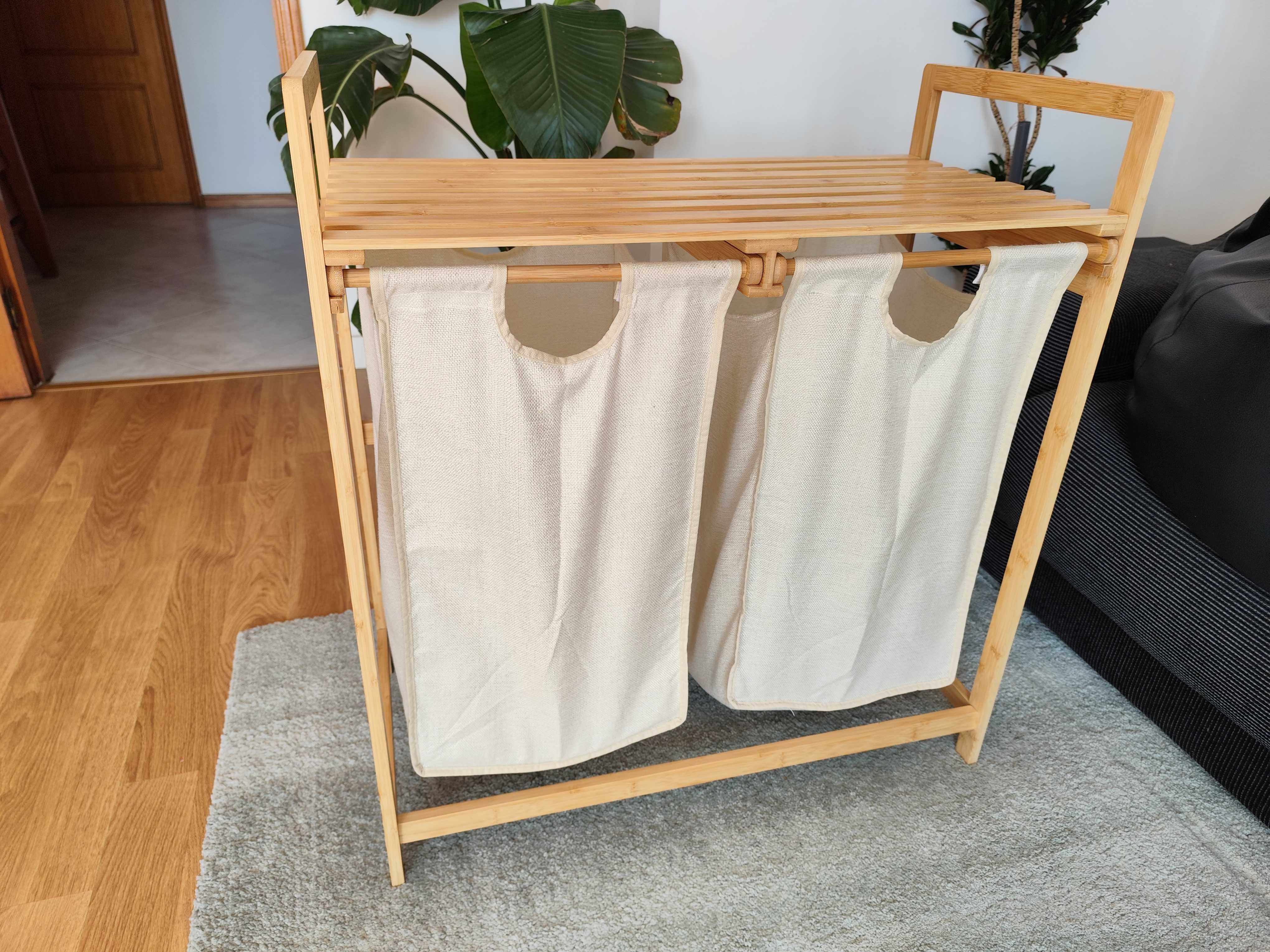 Cesta para roupa em bambu