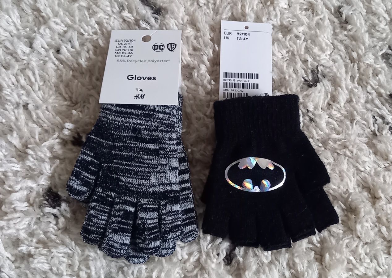 H&M rękawiczki Batman nowe 92/104 komplet zestaw mitenki