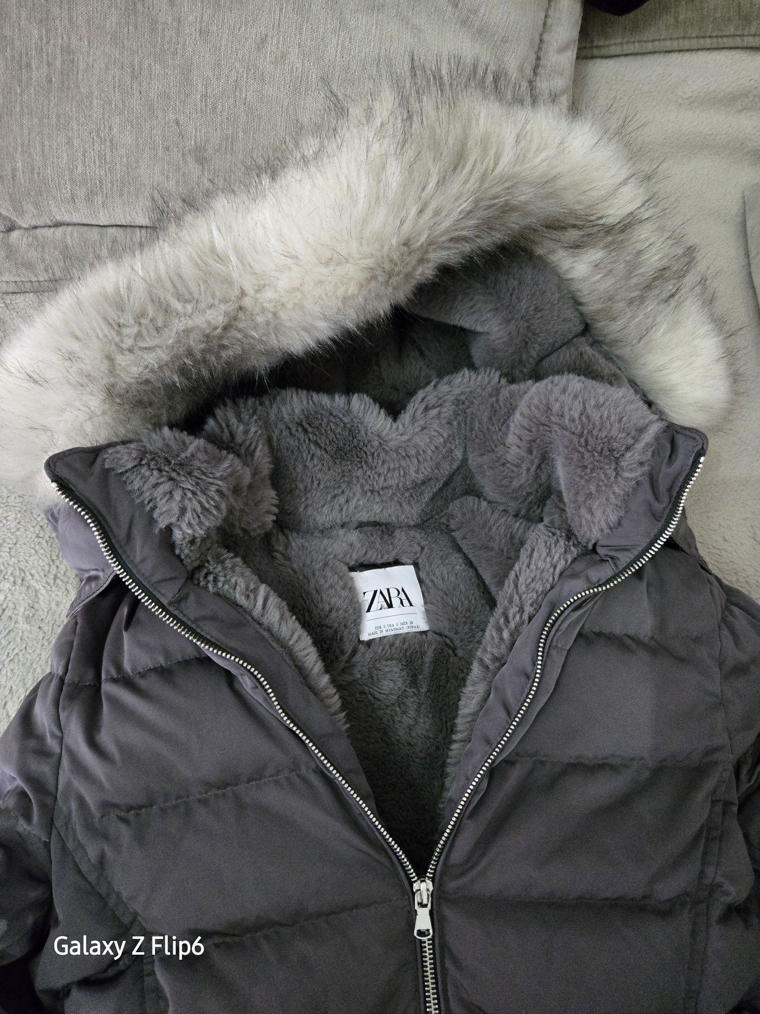 Zara kurtka puchowa z futerkiem 36/s cena sklep 699 zł