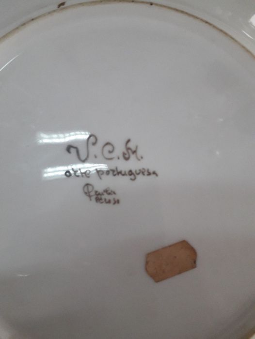Prato porcelana, pintado á mão