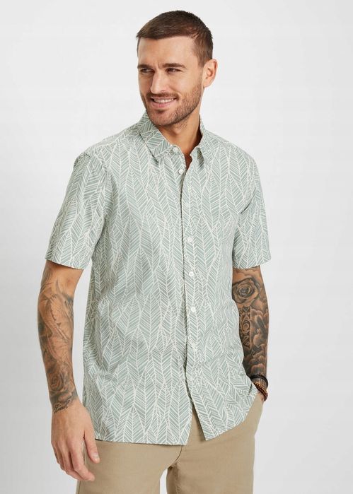 B.P.C męska koszula bawełniana we wzory roślinne r.47/48, XL