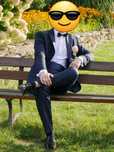 Garnitur smoking granatowy w wzory