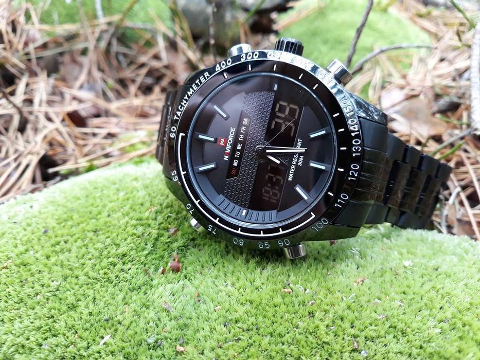 Zegarek Sportowy Naviforce na bransolecie -dual time analogowo-cyfrowy