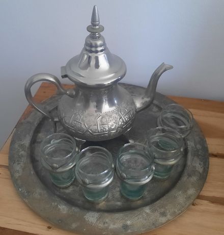 Conjunto de chá em prata marroquina