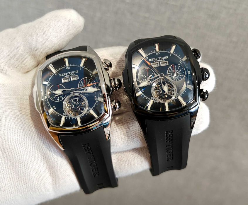 Чоловічий годинник Reef Tiger Aurora Tank 2 Automatic Black 100m Крупн