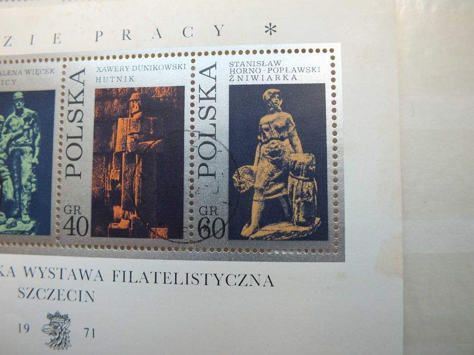 5szt. znaczki seria Fi1950 Blok 78 Polska 1971r. SZTUKA RZEŹBA klej