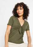 B.P.C t-shirt damski prążkowany khaki ^40/42