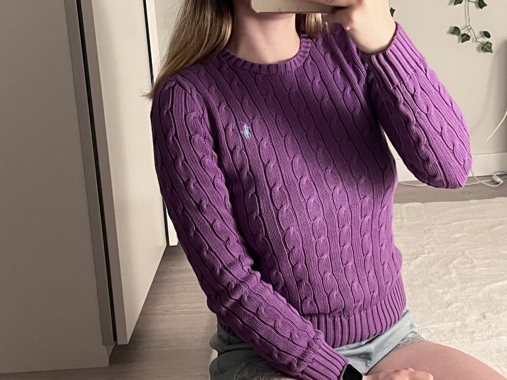 Fioletowy sweter ralph lauren S damski wiosenny