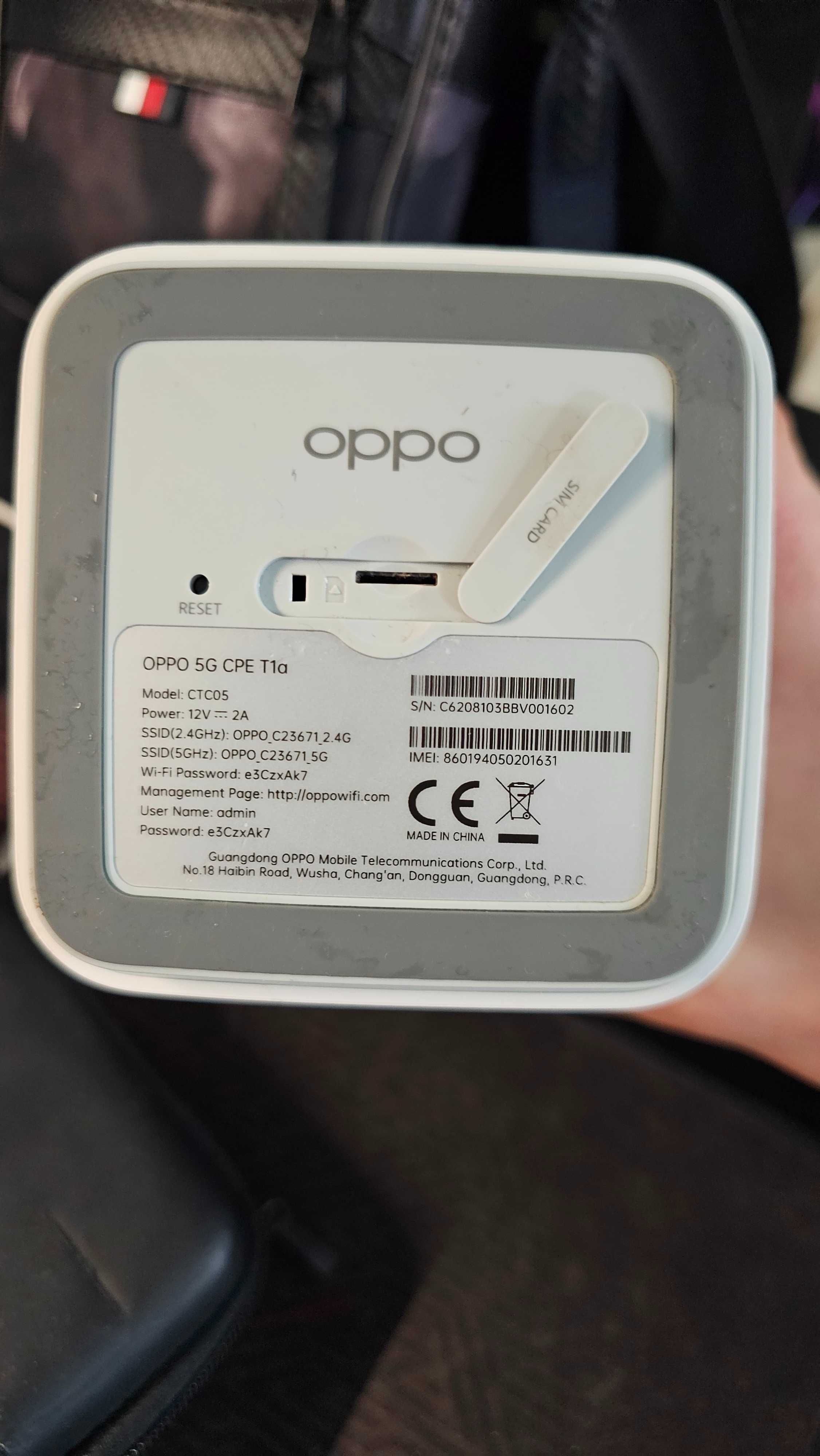 Oppo 5G CPE T1a LTE Router, 4,1Gbps Biały