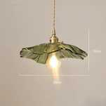 Zielona szklana lampa wisząca kwiat, retro/boho