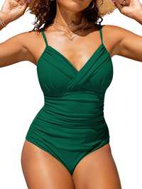Nowy fantastyczny damski jednoczęściowy zielony kostium kąpielowy push