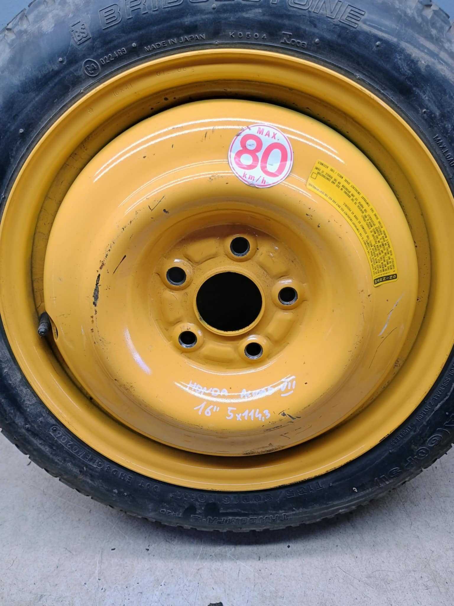 Koło zapasowa dojazdowe dojazdówka 5x114.3 R16 Honda Accord VII