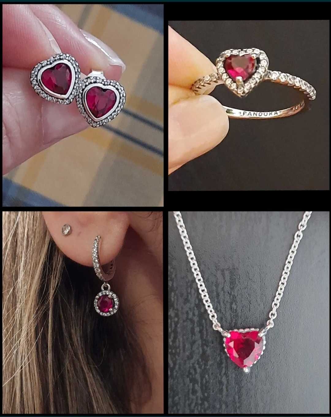 CHARMS, pulseiras e conjunto de zircónias vermelhas PRATA S925