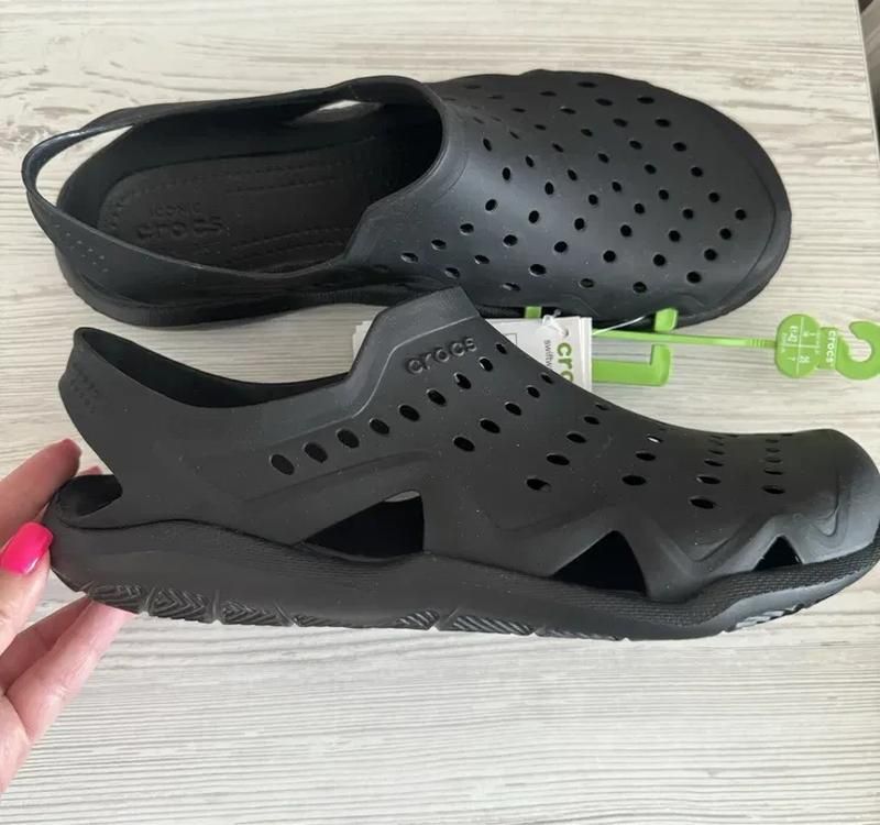 Мужские сандалии аквашузы крокс crocs swiftwater wave sandal black/bla