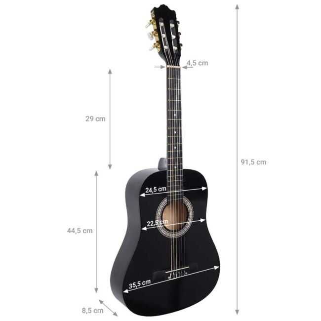 NN BD 36 gitara klasyczna do nauki 3/4 CZARNA + 3 kostki gratis