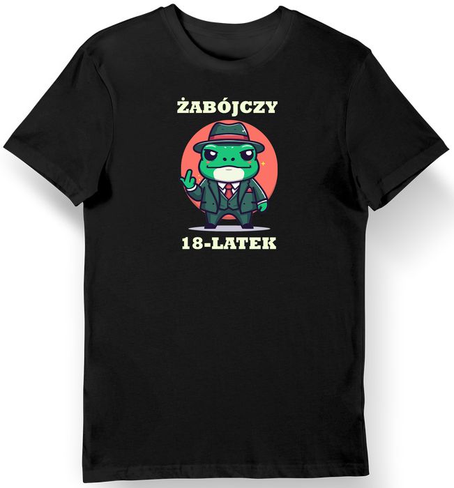 Koszulka męska na 18 urodziny Żabójczy 18-latek śmieszna czarna S