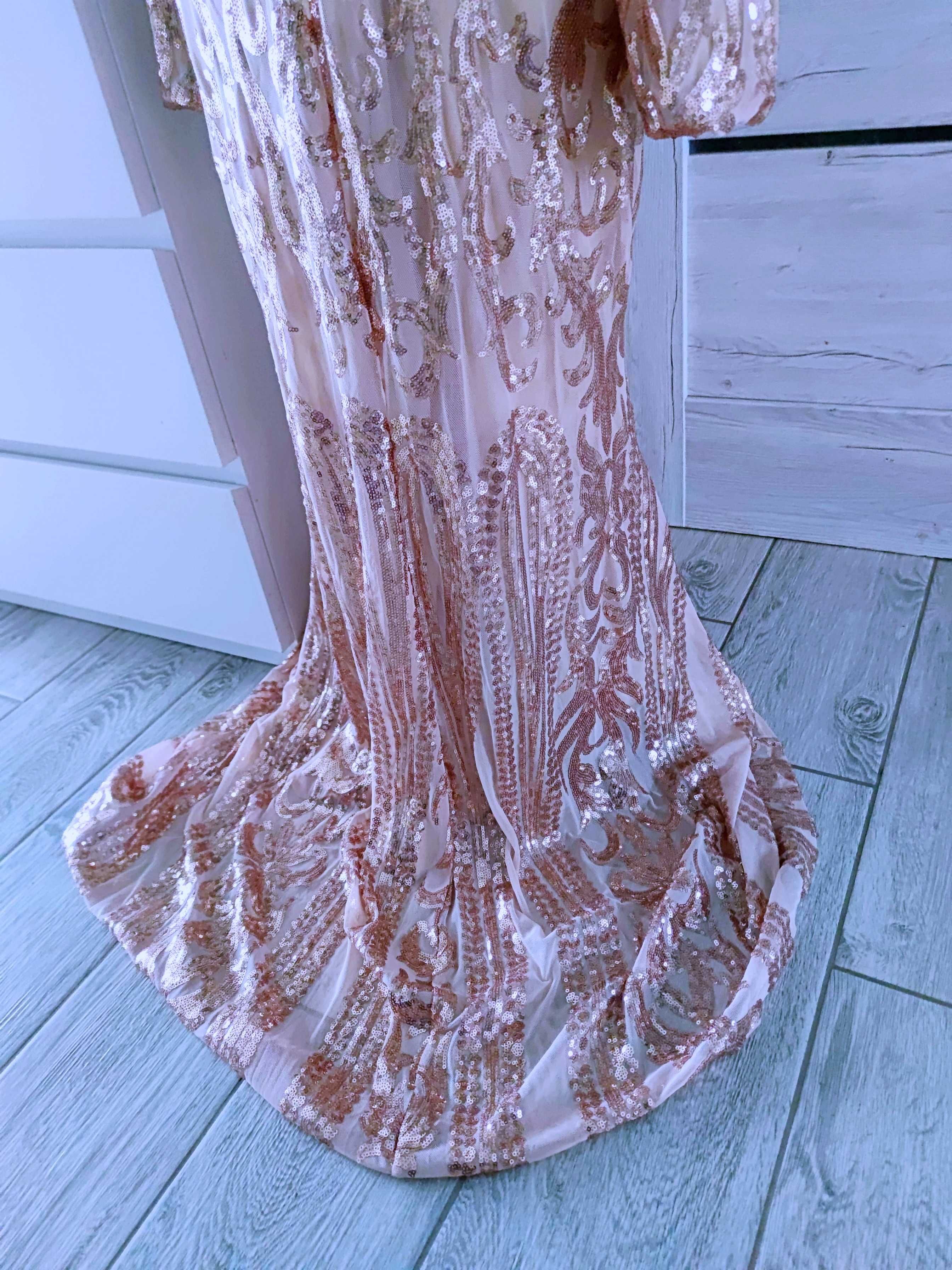 wieczorowa suknia rybka długa 48 rozmiar 4xl sukienka wesele wizytowa