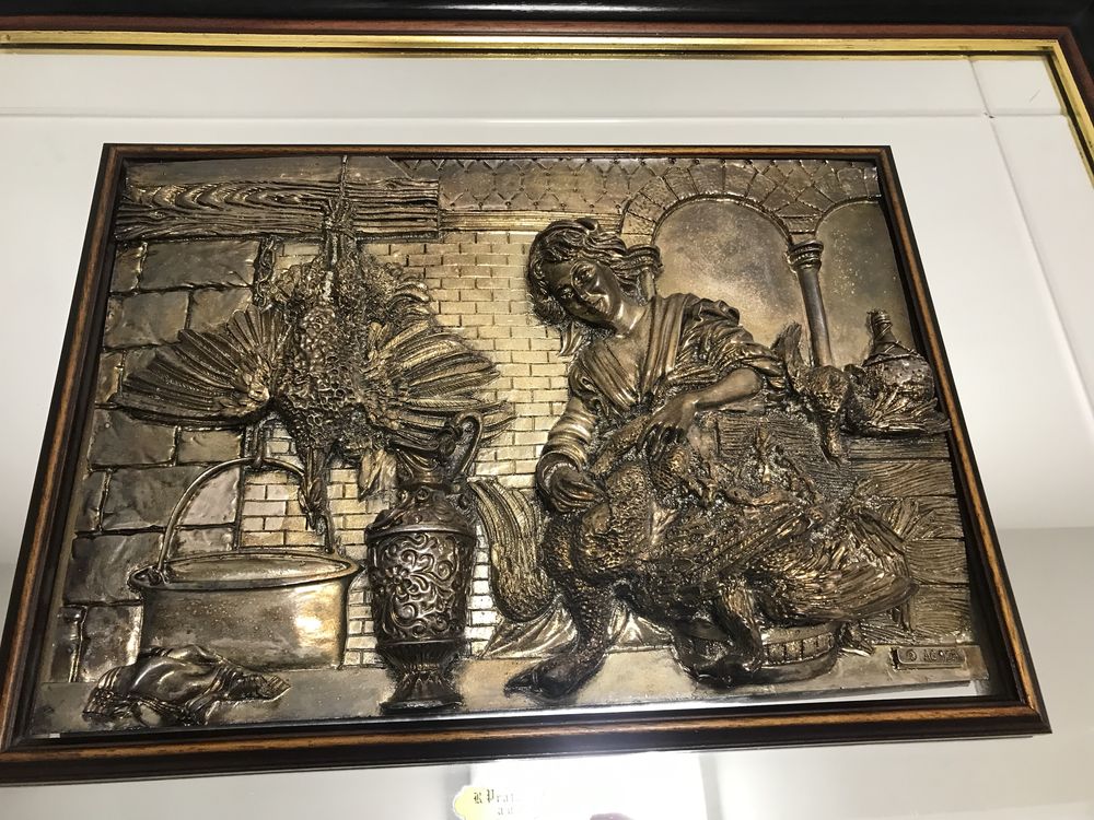 Quadros com imagem de prata em placa de madeira espelhada