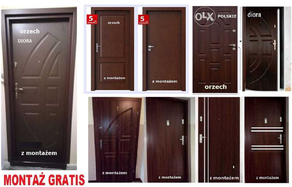 Drzwi ZEWNĘTRZNE z montażem GRATIS ,drewniane i metalowe