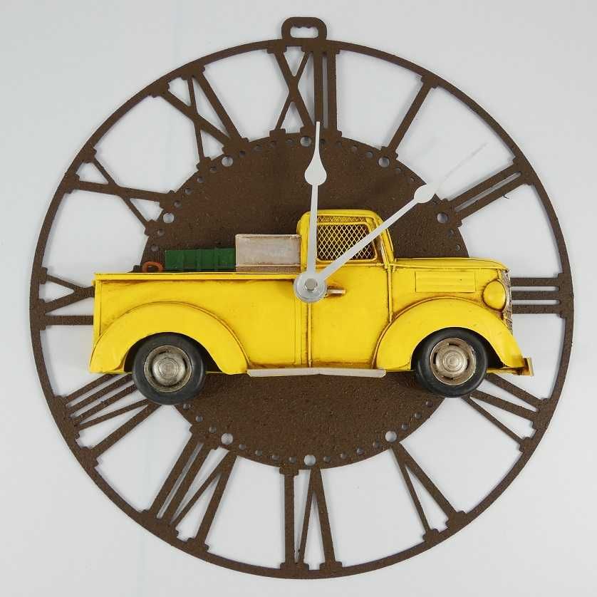Duży metalowy ZEGAR ścienny PIC UP pojazd 32cm
