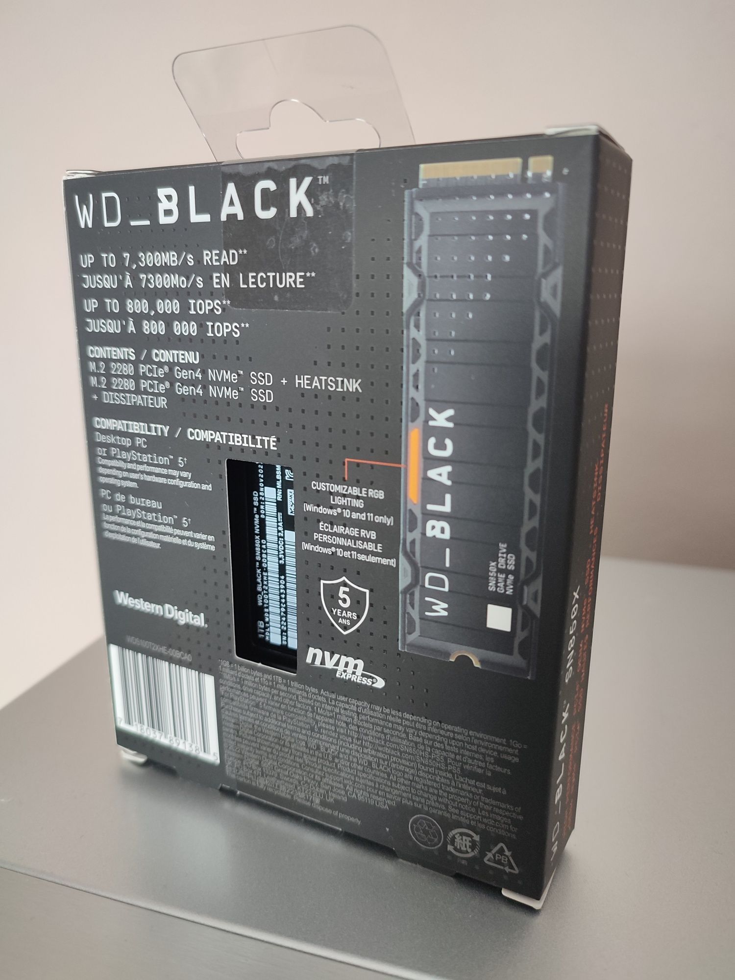 WD BLACK SN850X 1TB +heatsink (radiator). Dysk SSD PCIe 4.0. (do PS5)