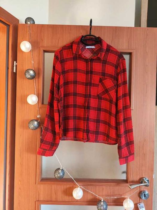Czerwona koszula w kratę rozmiar M 100% wiskoza