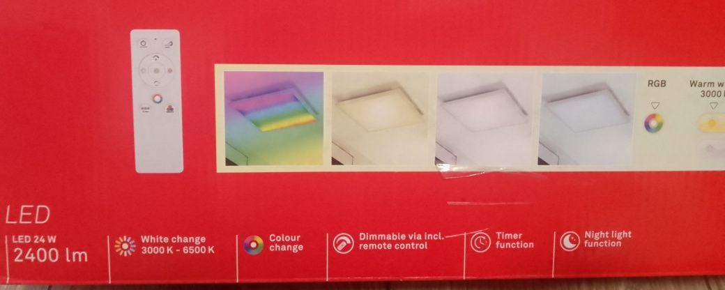 Brilo plafon LED lampa sufitowa LED 24w RGB sterowana pilotem