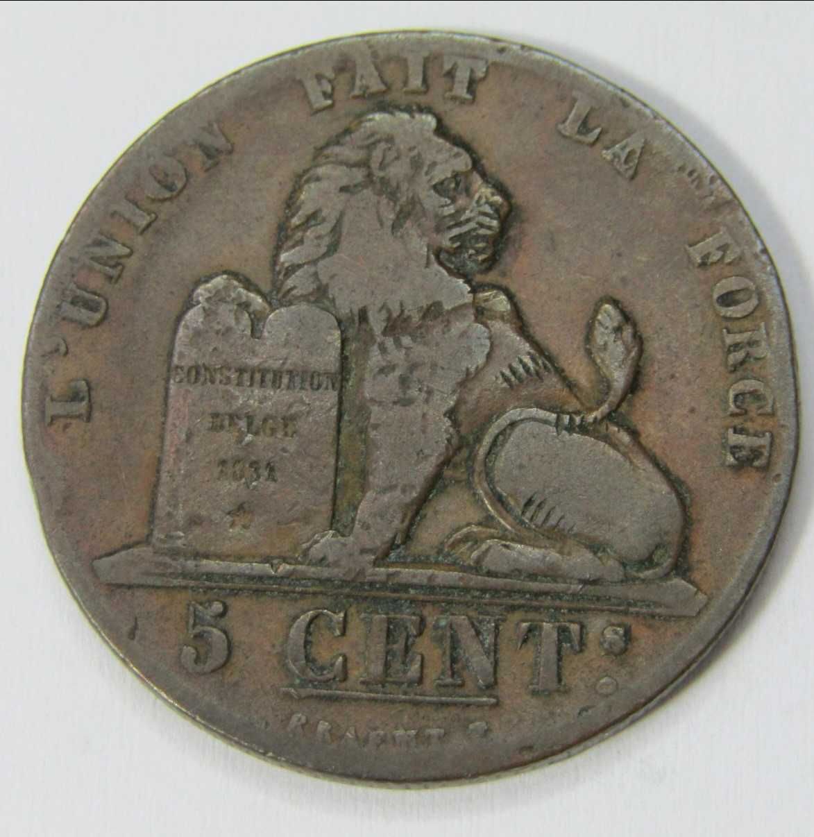 1847 Belgium Copper 5 Cent