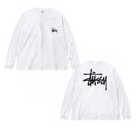 Білий лонгслів Stussy logo унісекс Стуссі Стасі