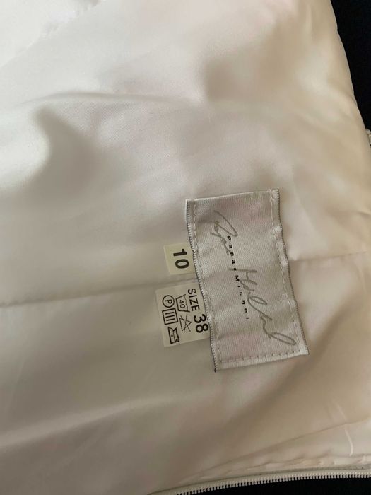 Nowa Unikatowa suknia ślubna 38 M halter brokat glamour linia A biała