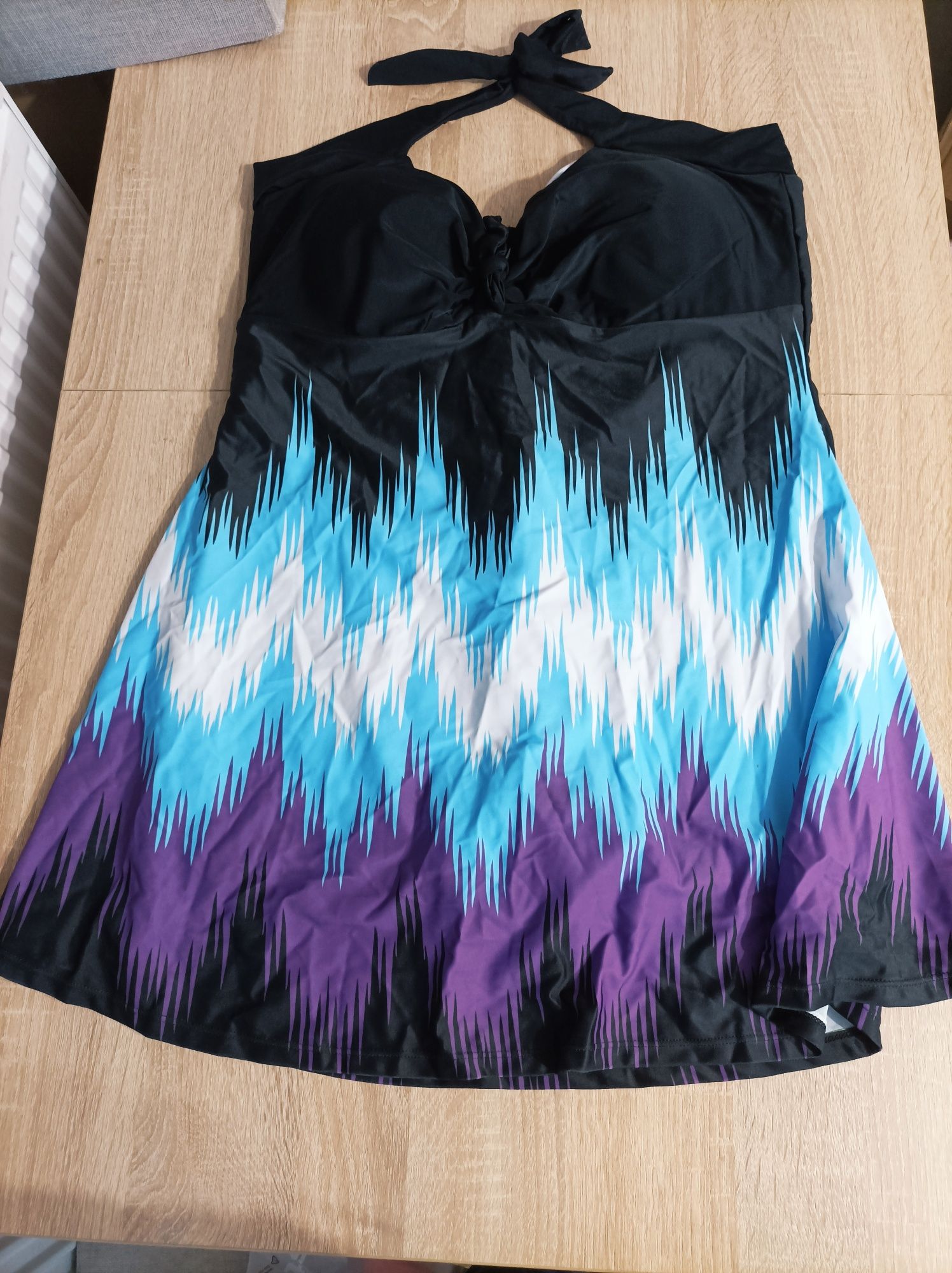 Oamenxi, kostium kąpielowy, plus size, modelujący z szortami, czarny,