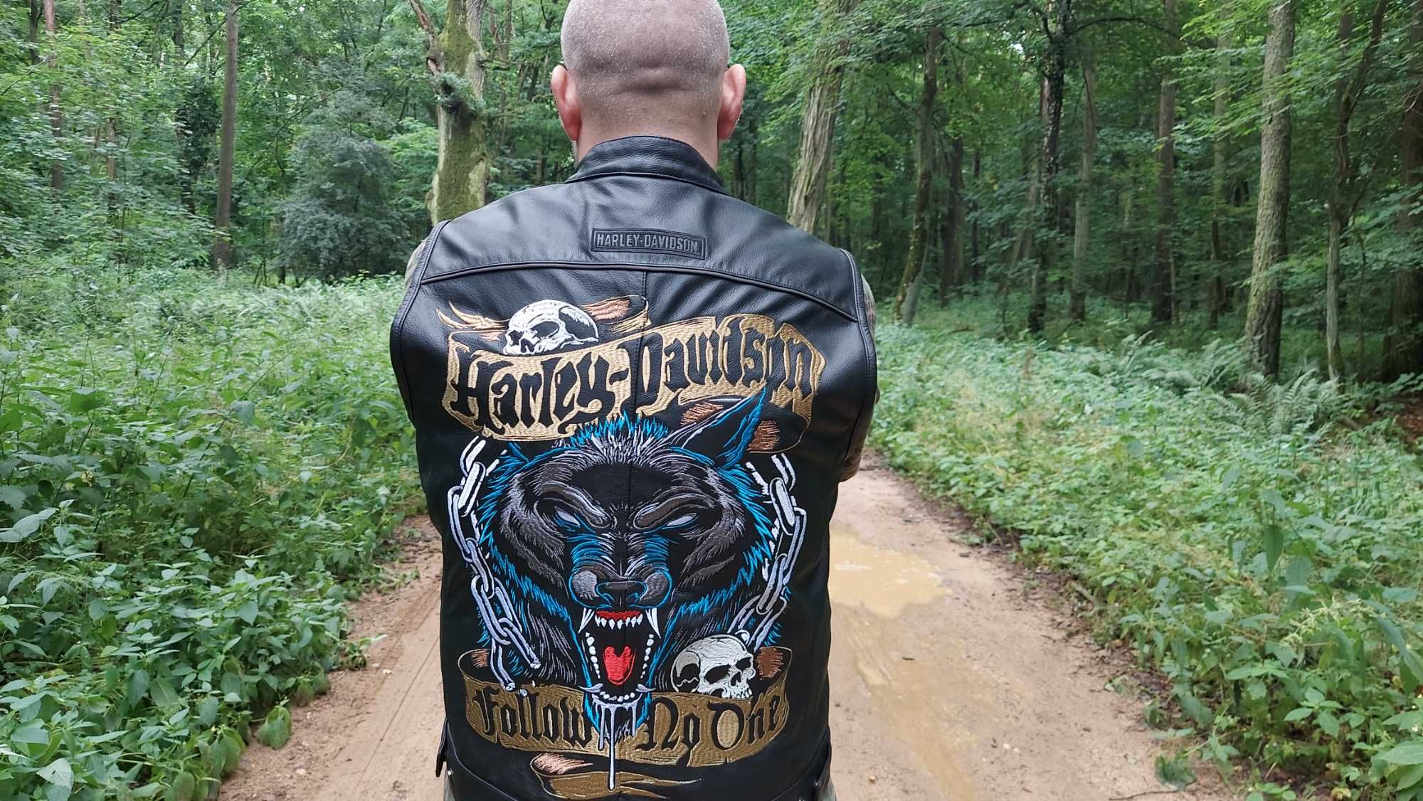 Profesjonalny haft komputerowy na skórach  tkaninach Harley Davidson.