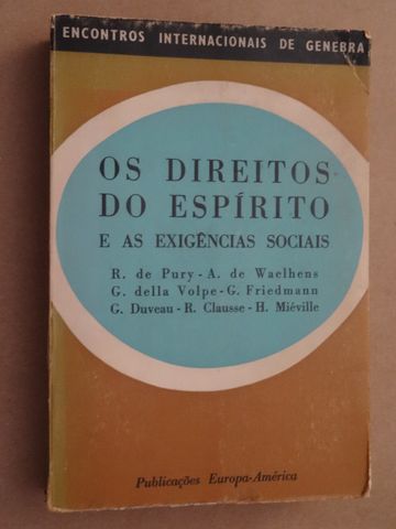 Os Direitos do Espírito e as Exigências Sociais de R. de Pury