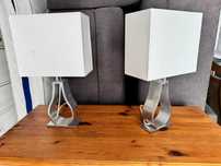 lampa stołowa lampka nowoczesna klosz aluminium srebrna nocna glamour