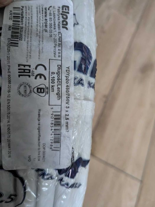Elpar Przewód Ydyp 3X2,5 Żo Biały 450/750V